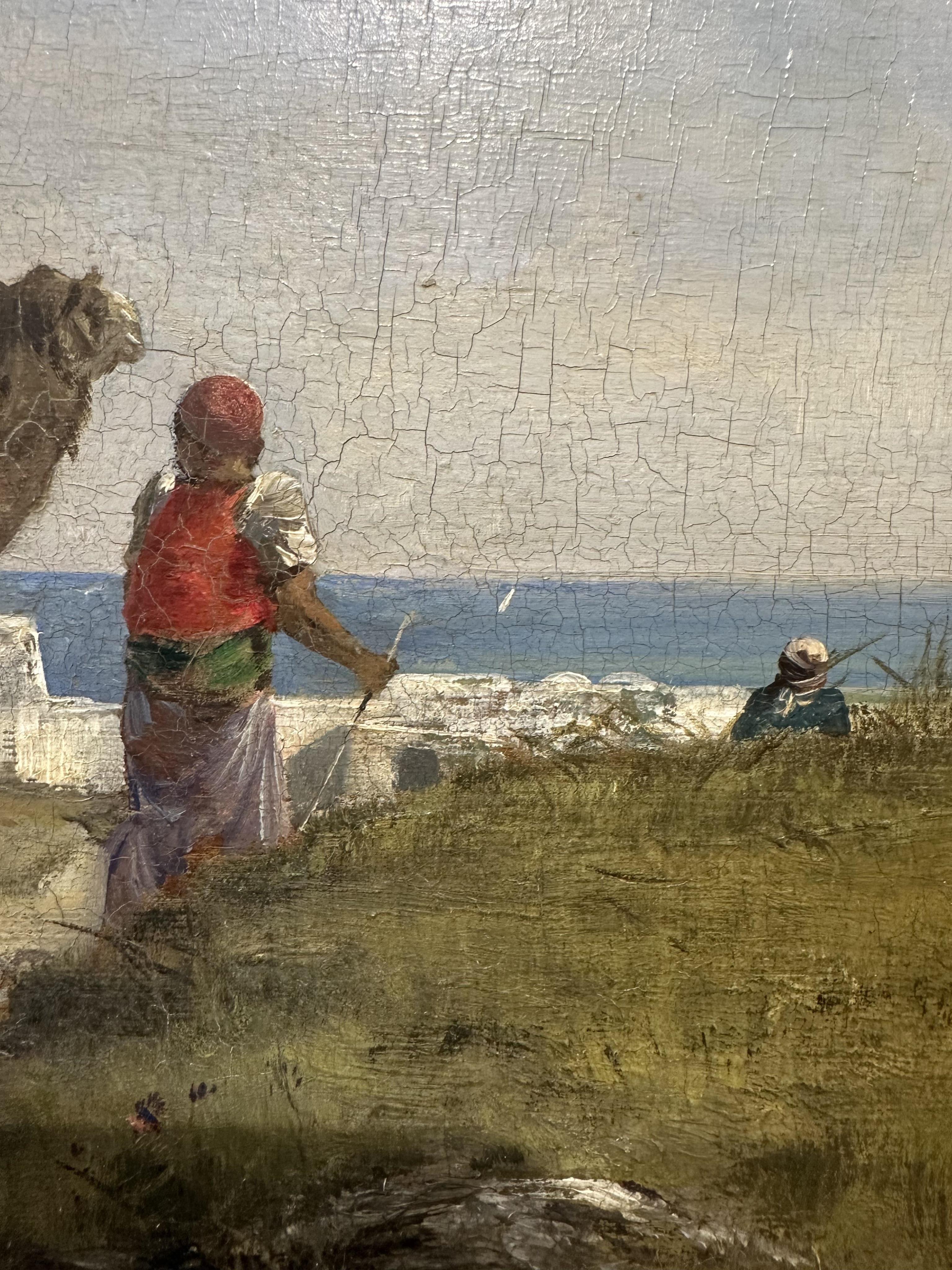 Victor-Pierre Huguet, French 1835-1902, Orientalist scene with Arabs on horseback